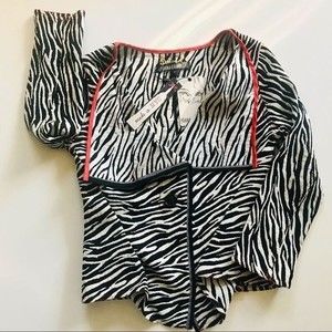 New Yoana Baraschi Jacket Drape Front Long Sleeves Zebra Size 4